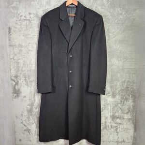 Bert Pulitzer Dress Overcoat Mens L/42 Black Wool Cashmere Blend Old Money Prep